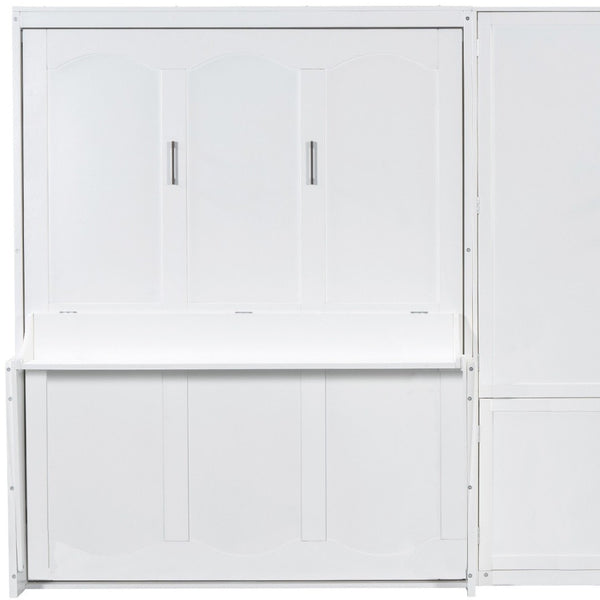 HomeRoots White Wood Queen Murphy Bed - Elegant Space-Saving Design for Stylish Small Rooms & Guest Areas 601669