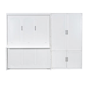 HomeRoots White Wood Queen Murphy Bed - Elegant Space-Saving Design for Stylish Small Rooms & Guest Areas 601669