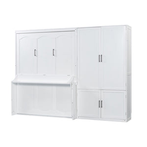HomeRoots White Wood Queen Murphy Bed - Elegant Space-Saving Design for Stylish Small Rooms & Guest Areas 601669