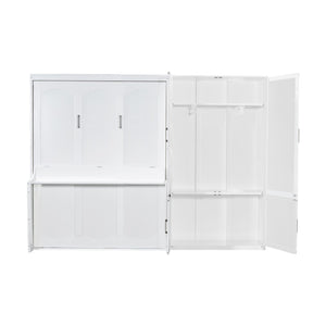 HomeRoots White Wood Queen Murphy Bed - Elegant Space-Saving Design for Stylish Small Rooms & Guest Areas 601669