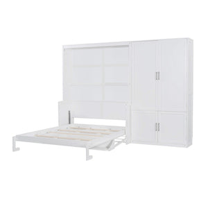 HomeRoots White Wood Queen Murphy Bed - Elegant Space-Saving Design for Stylish Small Rooms & Guest Areas 601669