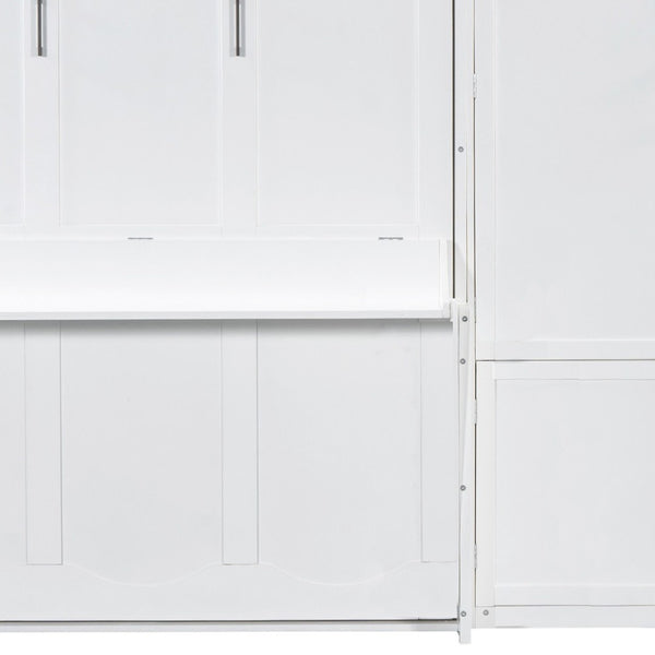 HomeRoots White Wood Queen Murphy Bed - Elegant Space-Saving Design for Stylish Small Rooms & Guest Areas 601669