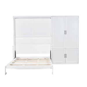 HomeRoots White Wood Queen Murphy Bed - Elegant Space-Saving Design for Stylish Small Rooms & Guest Areas 601669