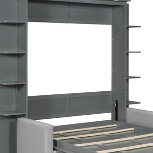 HomeRoots Gray Wood Queen Murphy Bed - Elegant Space-Saving Design for Modern Interiors, Perfect for Any Room! 601670