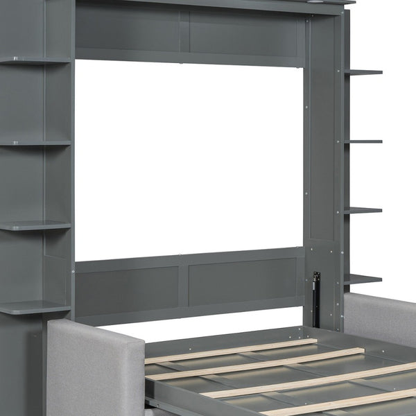 HomeRoots Gray Wood Queen Murphy Bed - Elegant Space-Saving Design for Modern Interiors, Perfect for Any Room! 601670