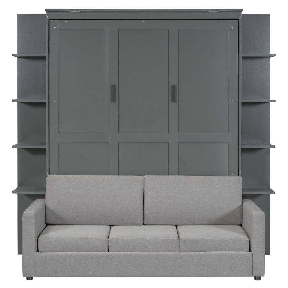 HomeRoots Gray Wood Queen Murphy Bed - Elegant Space-Saving Design for Modern Interiors, Perfect for Any Room! 601670