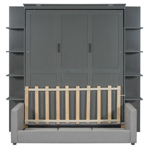 HomeRoots Gray Wood Queen Murphy Bed - Elegant Space-Saving Design for Modern Interiors, Perfect for Any Room! 601670