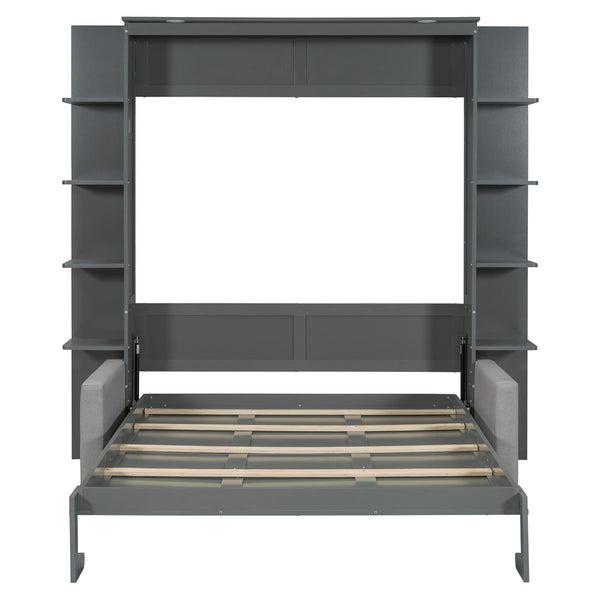 HomeRoots Gray Wood Queen Murphy Bed - Elegant Space-Saving Design for Modern Interiors, Perfect for Any Room! 601670