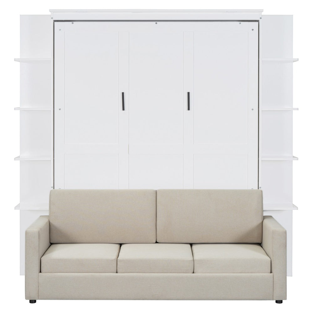 HomeRoots White Wood Queen Murphy Bed - Stylish Space-Saving Design for Guest Rooms & Multipurpose Spaces 601671