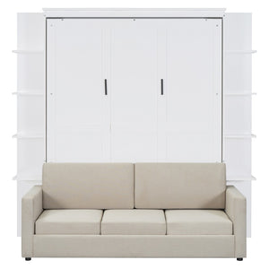 HomeRoots White Wood Queen Murphy Bed - Stylish Space-Saving Design for Guest Rooms & Multipurpose Spaces 601671