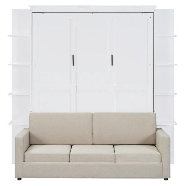 HomeRoots White Wood Queen Murphy Bed - Stylish Space-Saving Design for Guest Rooms & Multipurpose Spaces 601671