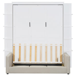 HomeRoots White Wood Queen Murphy Bed - Stylish Space-Saving Design for Guest Rooms & Multipurpose Spaces 601671