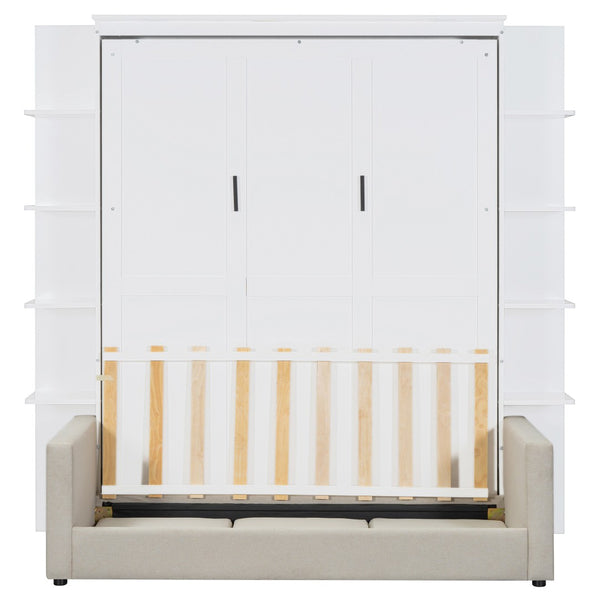HomeRoots White Wood Queen Murphy Bed - Stylish Space-Saving Design for Guest Rooms & Multipurpose Spaces 601671