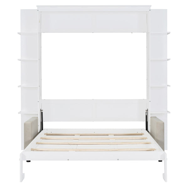 HomeRoots White Wood Queen Murphy Bed - Stylish Space-Saving Design for Guest Rooms & Multipurpose Spaces 601671