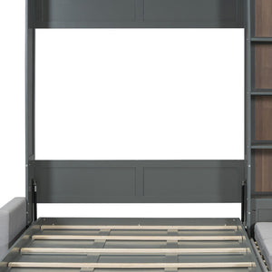 HomeRoots Gray Wood Queen Murphy Bed - Space-Saving Elegance for Modern Living, Stylish Design & Comfort! 601672