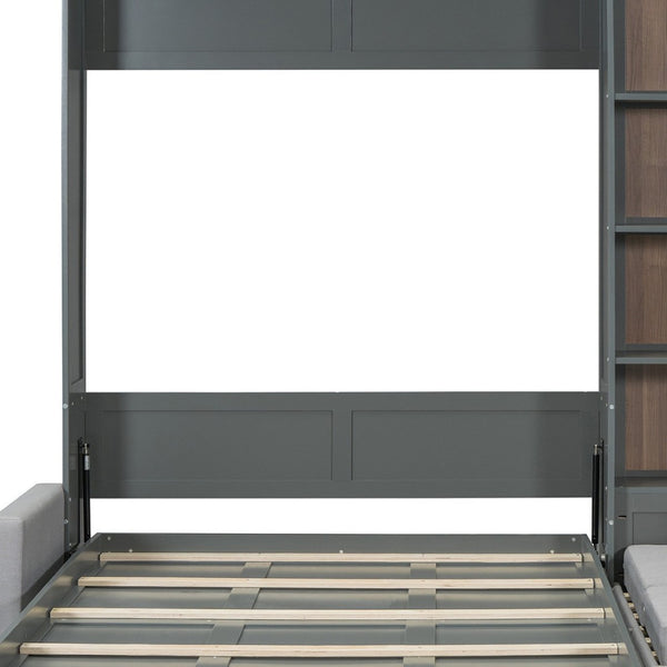 HomeRoots Gray Wood Queen Murphy Bed - Space-Saving Elegance for Modern Living, Stylish Design & Comfort! 601672