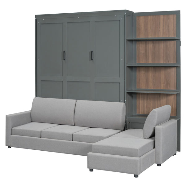 HomeRoots Gray Wood Queen Murphy Bed - Space-Saving Elegance for Modern Living, Stylish Design & Comfort! 601672