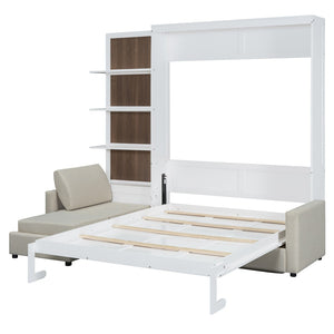 HomeRoots White Wood Queen Murphy Bed – Space-Saving Design for Stylish Guest Rooms and Versatile Living Spaces 601673