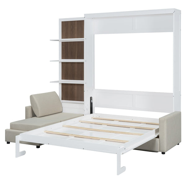 HomeRoots White Wood Queen Murphy Bed – Space-Saving Design for Stylish Guest Rooms and Versatile Living Spaces 601673