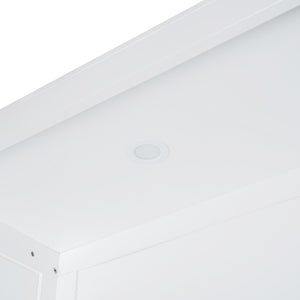 HomeRoots White Wood Full Murphy Bed with Integrated LED Lights, USB Charging & Space-Saving Design for Small Rooms 601675