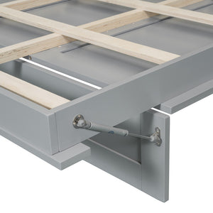 HomeRoots Gray Wood Queen Murphy Bed with Space-Saving Design, LED Lighting & USB Charging for Modern Living 601676
