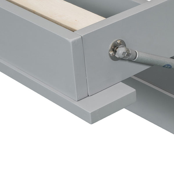 HomeRoots Gray Wood Queen Murphy Bed with Space-Saving Design, LED Lighting & USB Charging for Modern Living 601676