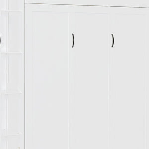 HomeRoots White Wood Queen Murphy Bed with Integrated LED Lights & USB Charging for Modern Living Spaces 601677