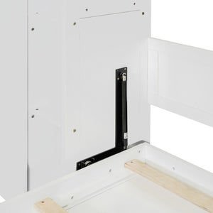HomeRoots White Wood Queen Murphy Bed with Integrated LED Lights & USB Charging for Modern Living Spaces 601677