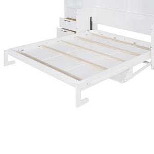 HomeRoots White Wood Queen Murphy Bed – Stylish Space-Saving Design for Small Rooms & Guest Accommodations 601679