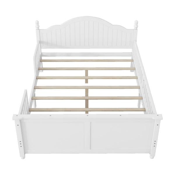 English Elm Full Solid Wood Kids Platform Bed with Guardrail, Low-Profile Durable Pine & MDF, 350LB Capacity White 60.24 L x 23.74 W x 6.5 H W2593P339598