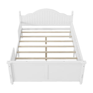 English Elm Twin Low Profile Kids Platform Bed Solid Pine Frame with Guardrails and Storage White W2593P411271