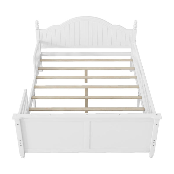 English Elm Twin Low Profile Kids Platform Bed Solid Pine Frame with Guardrails and Storage White W2593P411271