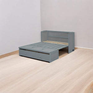HomeRoots Gray Wood Full Murphy Bed with USB Charging – Space-Saving Design, Durable, and Stylish for Any Room 601680