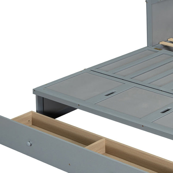 HomeRoots Gray Wood Queen Murphy Bed with USB Port – Stylish Space-Saving Design for Guest Rooms & Studios 601683