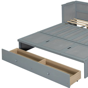 HomeRoots Gray Wood Queen Murphy Bed with USB Port – Stylish Space-Saving Design for Guest Rooms & Studios 601683