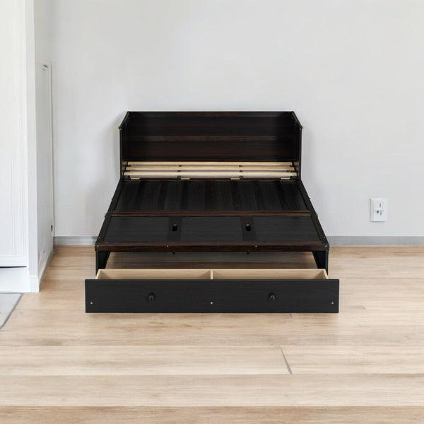 HomeRoots Espresso Wood Queen Murphy Bed with USB Charging – Stylish Space-Saving Design for Modern Living 601685