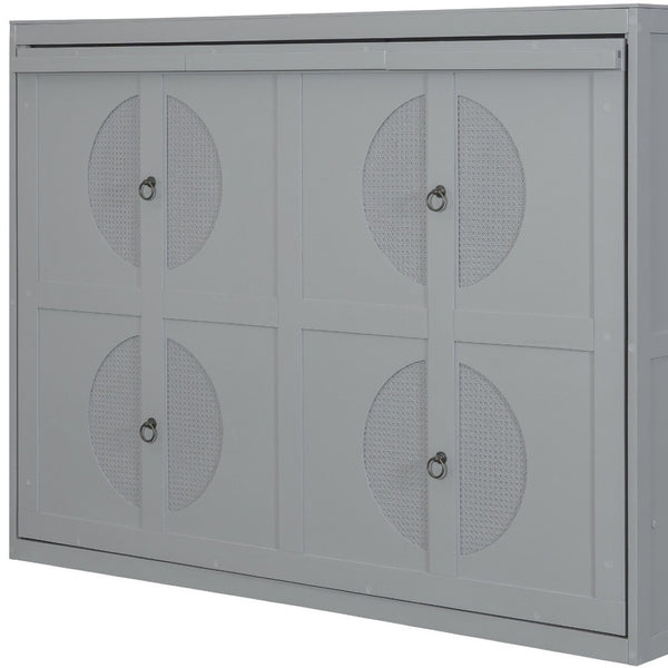 HomeRoots Gray Wood Full Murphy Bed with USB Charging – Stylish Space-Saving Design for Compact Living Areas 601686