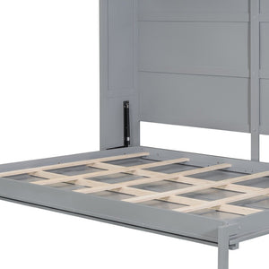 HomeRoots Gray Wood Queen Murphy Bed with USB Port - Space-Saving Design for Modern Living & Guest Rooms 601688