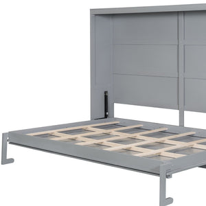 HomeRoots Gray Wood Queen Murphy Bed with USB Port - Space-Saving Design for Modern Living & Guest Rooms 601688