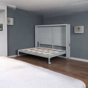 HomeRoots Gray Wood Queen Murphy Bed with USB Port - Space-Saving Design for Modern Living & Guest Rooms 601688