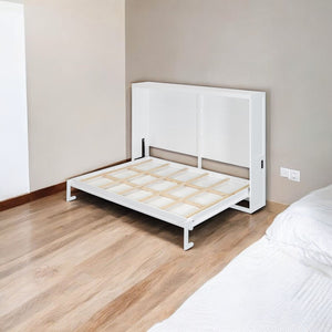 HomeRoots White Wood Queen Murphy Bed with USB Charging - Stylish, Space-Saving Design for Versatile Living Spaces 601689