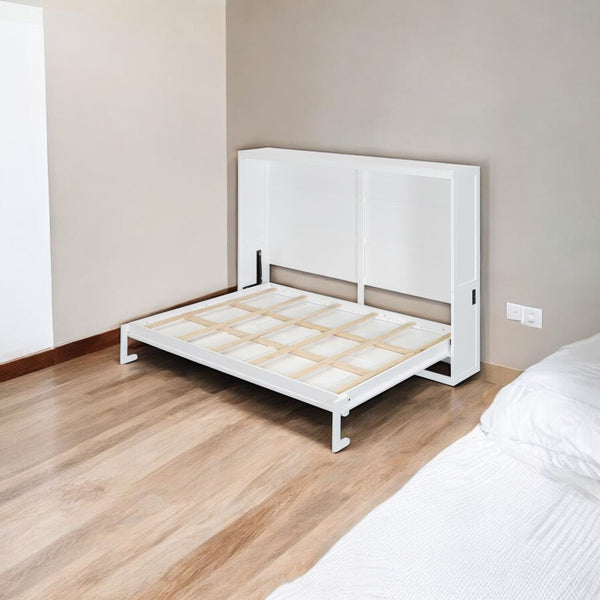 HomeRoots White Wood Queen Murphy Bed with USB Charging - Stylish, Space-Saving Design for Versatile Living Spaces 601689