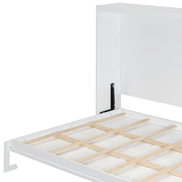 HomeRoots White Wood Queen Murphy Bed with USB Charging - Stylish, Space-Saving Design for Versatile Living Spaces 601689