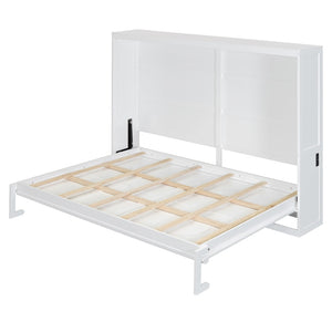 HomeRoots White Wood Queen Murphy Bed with USB Charging - Stylish, Space-Saving Design for Versatile Living Spaces 601689