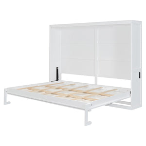 HomeRoots White Wood Queen Murphy Bed with USB Charging - Stylish, Space-Saving Design for Versatile Living Spaces 601689