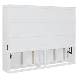 HomeRoots White Wood Queen Murphy Bed with USB Charging - Stylish, Space-Saving Design for Versatile Living Spaces 601689