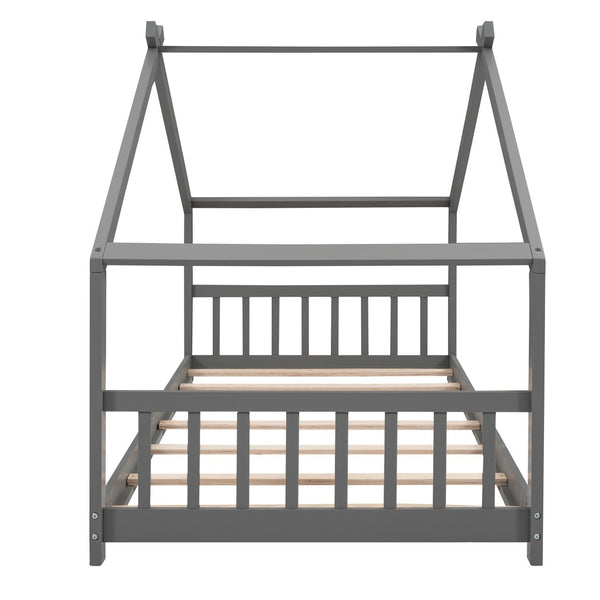 HomeRoots Gray Four Poster Twin Loft Bed – Stylish Space-Saving Design with Under-Bed Storage & Elegant Finish 601694