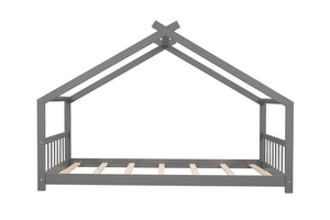 HomeRoots Gray Four Poster Twin Loft Bed – Stylish Space-Saving Design with Under-Bed Storage & Elegant Finish 601694