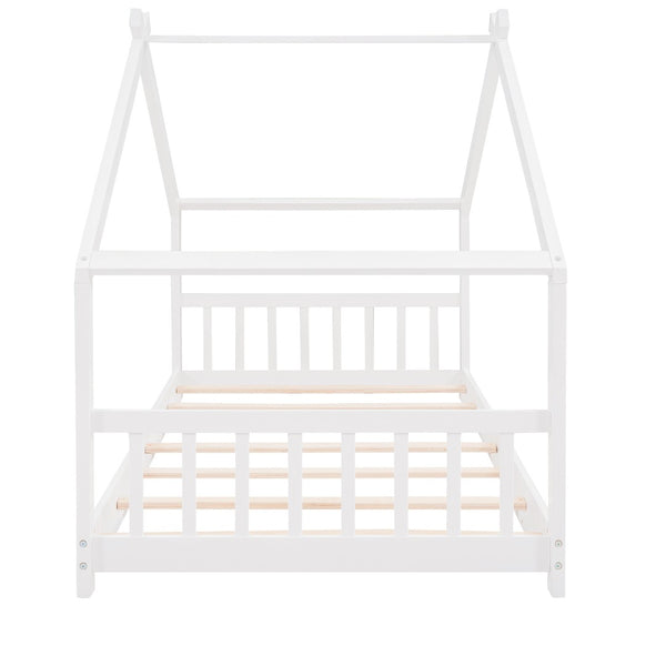HomeRoots White Four Poster Twin Loft Bed – Elegant Space-Saving Design for Kids’ Rooms, Durable & Stylish 601695