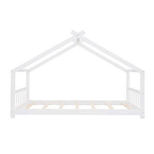 HomeRoots White Four Poster Twin Loft Bed – Elegant Space-Saving Design for Kids’ Rooms, Durable & Stylish 601695